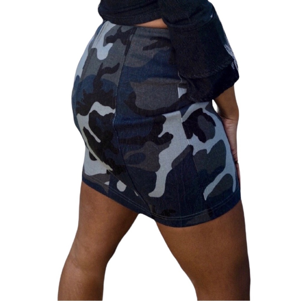Denim Camo Mini Skirt